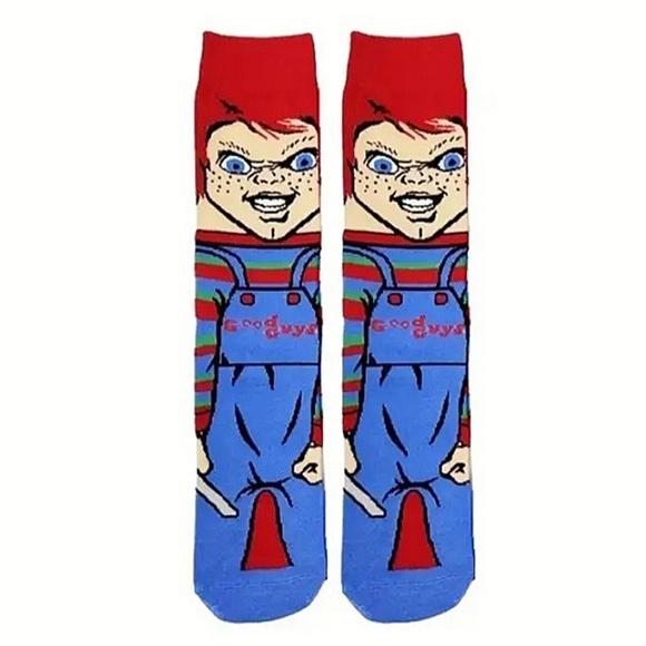 Chucky Crew Socks Horror Movie Evil Doll Unisex Adult Scary Halloween Creepy NEW - Picture 1 of 1